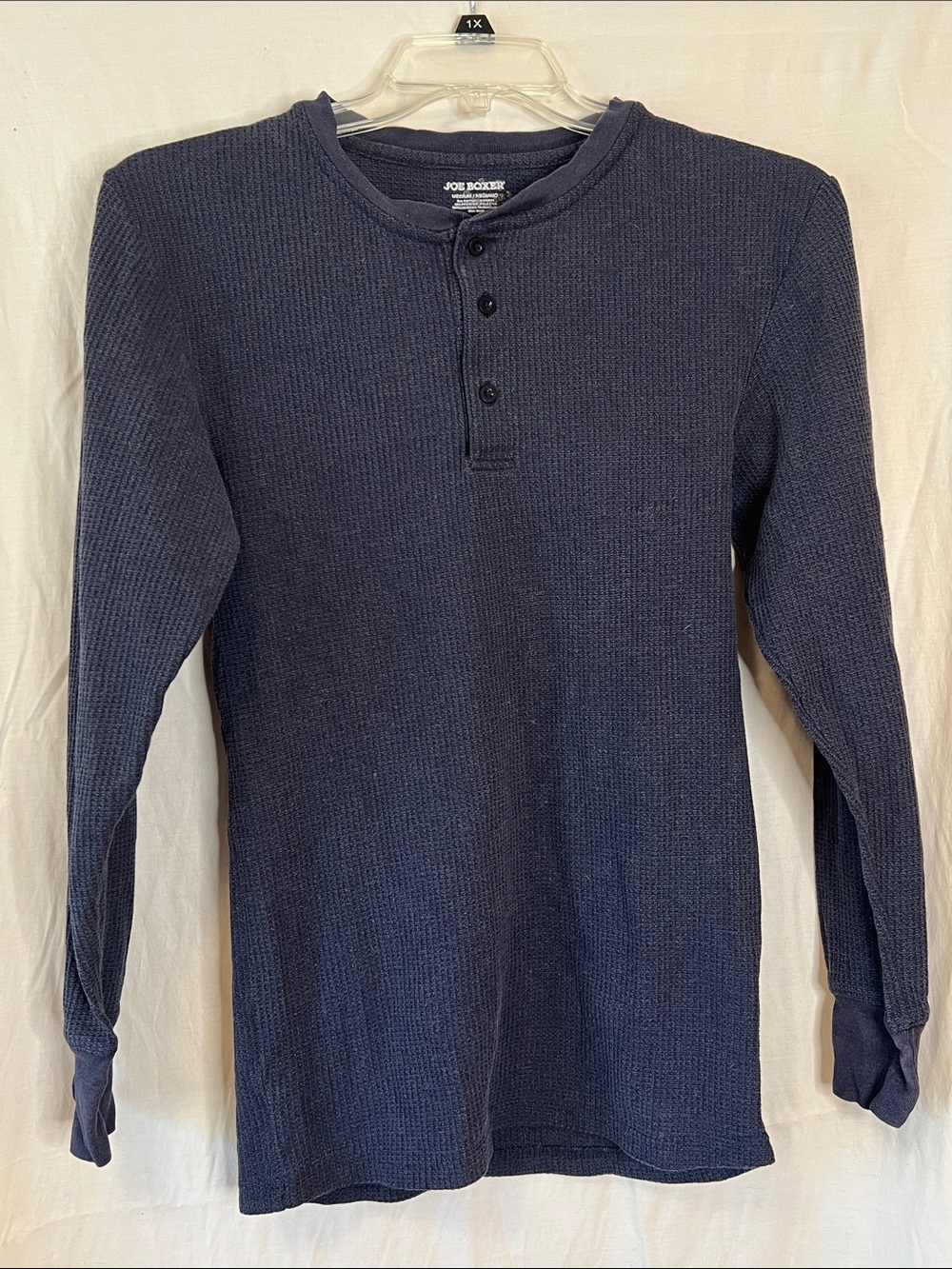 Joe Boxer Men's Navy Waffle Henley Long-Sleeve Shirt Size M